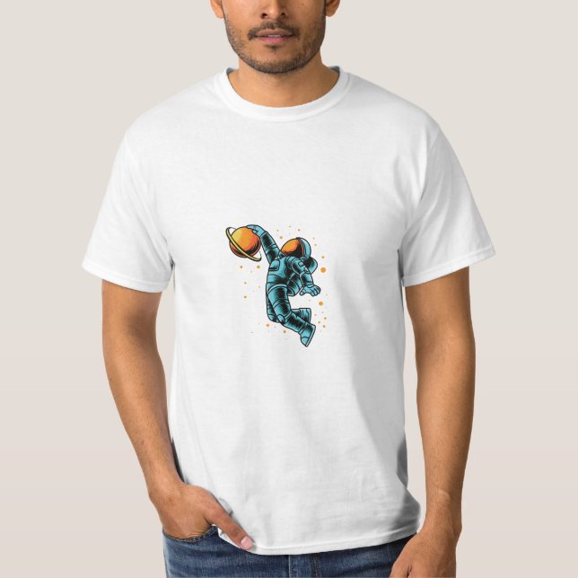 White Background Astronaut  T-Shirt (Front)