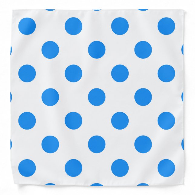 White Background Blue Polka Dots Bandana (Front)