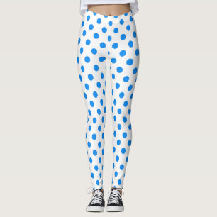 White Background Blue Polka Dots Leggings