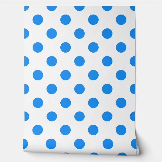 White Background Blue Polka Dots Wallpaper (Unrolling)