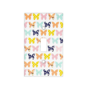 WHITE Background Butterflies Lightswitch Plate