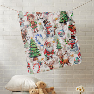 White Background Christmas Decorative Pattern Baby Blanket