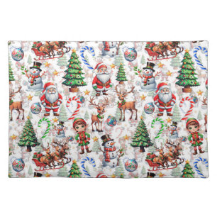 White Background Christmas Decorative Pattern Cloth Placemat