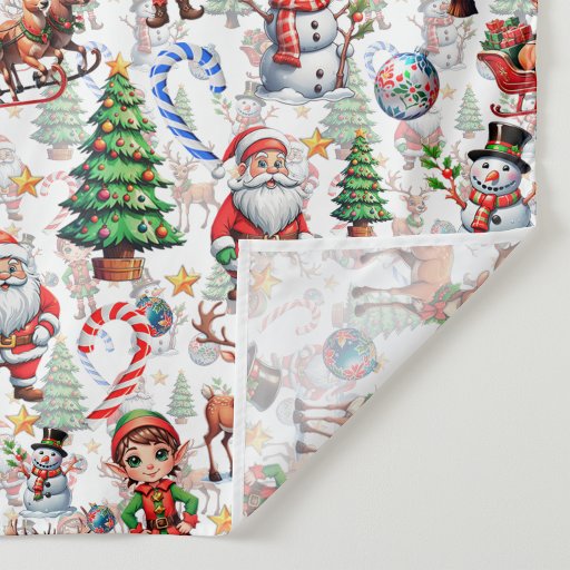 White Background Christmas Decorative Pattern Fabric