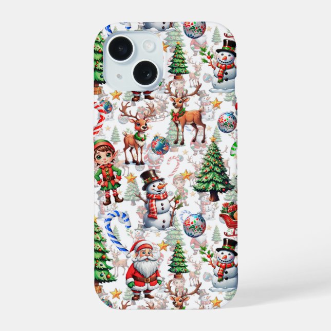 White Background Christmas Decorative Pattern Iphone Case (Back)