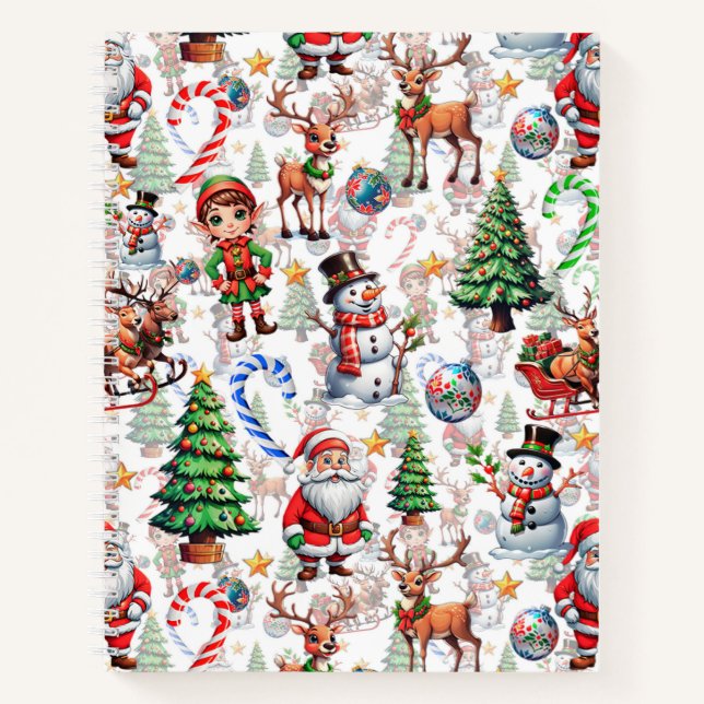 White Background Christmas Decorative Pattern Notebook (Front)