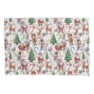 White Background Christmas Decorative Pattern Pillow Case