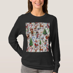 White Background Christmas Decorative Pattern T-Shirt