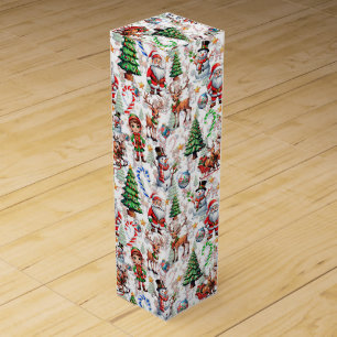 White Background Christmas Decorative Pattern Wine Box
