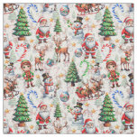 White Background Christmas Pattern Design Fabric