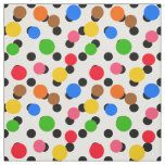 White Background Colorful Polka-dots Design Fabric