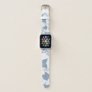 White Background Delicate Blue Japanese Flowers  Apple Watch Band