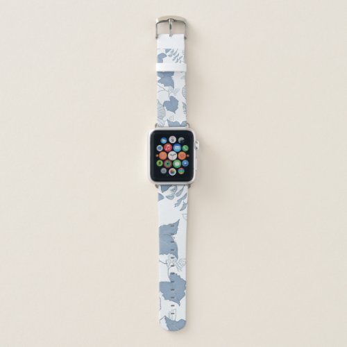 White Background Delicate Blue Japanese Flowers  Apple Watch Band