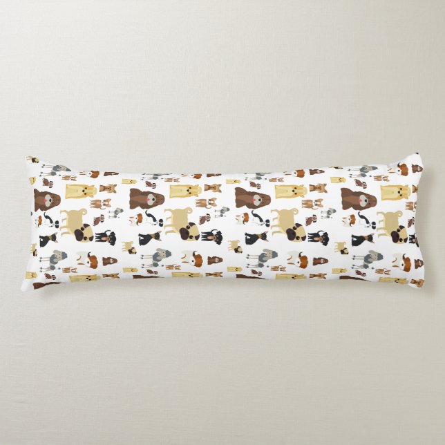 white background dogs pattern body pillow (Front)