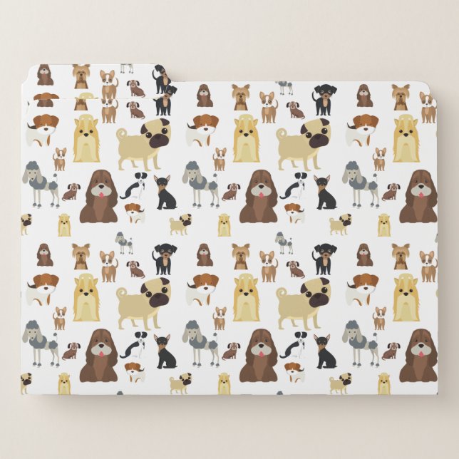 white background dogs pattern. file folder (Front Left)