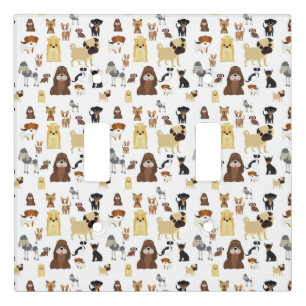 white background dogs pattern. light switch cover