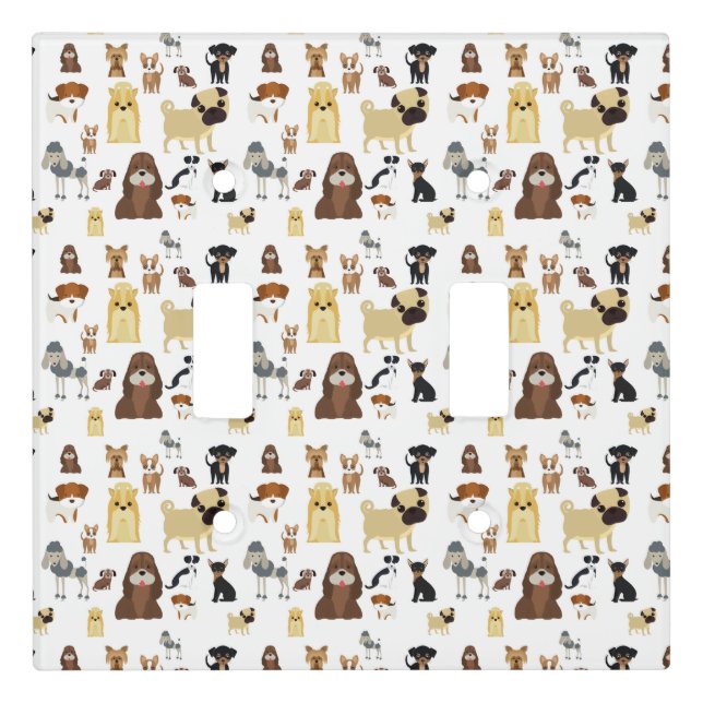 white background dogs pattern. light switch cover (Front)