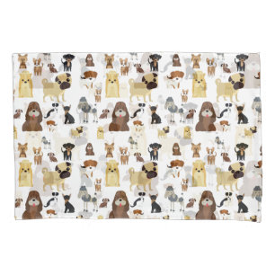 white background dogs pattern. pillow case