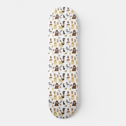white background dogs pattern skateboard