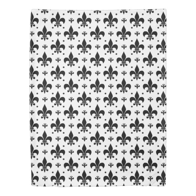 White Background Fleur-de-lis Pattern Design  Duvet Cover (Front)