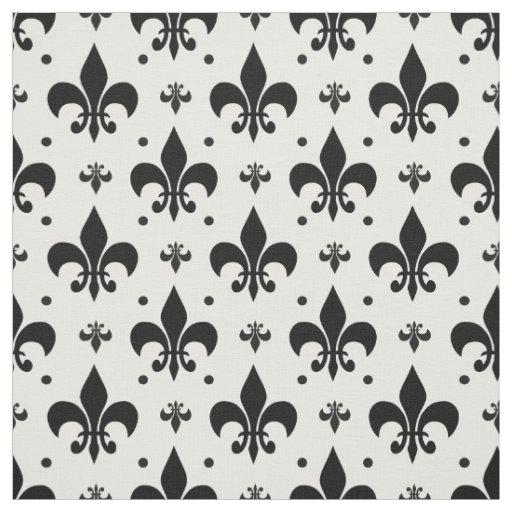 White Background Fleur-de-lis Pattern Design  Fabric