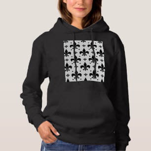 White Background Fleur-de-lis Pattern Design Hoodie