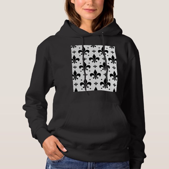 White Background Fleur-de-lis Pattern Design  Hoodie (Front)