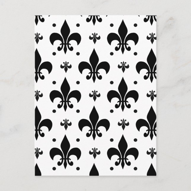 White Background Fleur-de-lis Pattern Design  Postcard (Front)