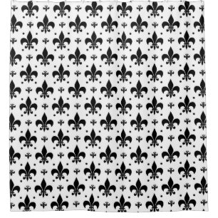 White Background Fleur-de-lis Pattern Design Shower Curtain