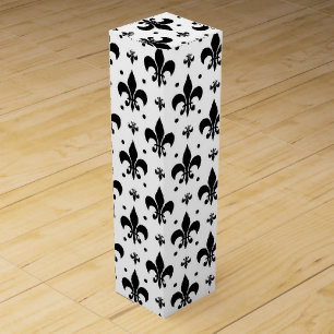 White Background Fleur-de-lis Pattern Design  Wine Box