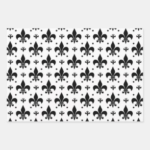 White Background Fleur-de-lis Pattern Design  Wrapping Paper Sheets
