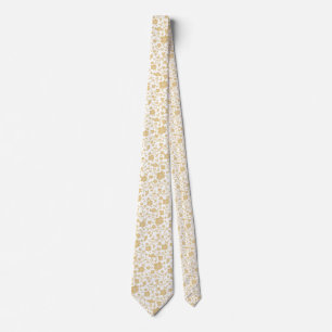 White Background Gold Accents Leggings Neck Tie