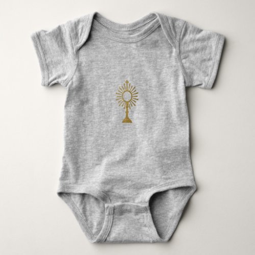 White background golden Sacrament Baby Bodysuit
