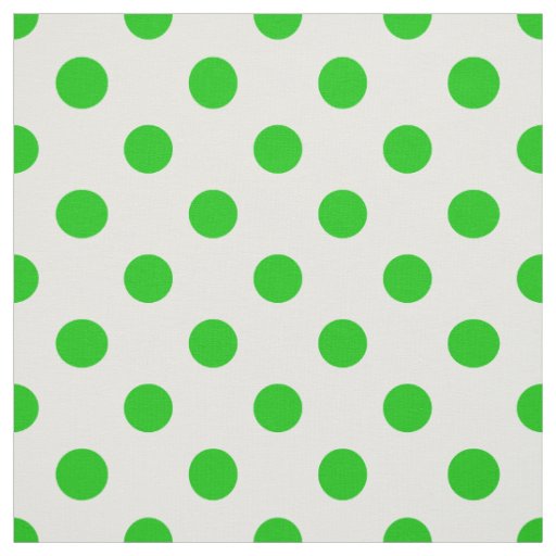 White Background Green Polka Dots Fabric