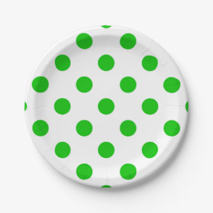White Background Green Polka Dots Paper Plates