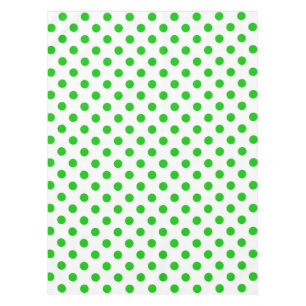 White Background Green Polka Dots Tablecloth