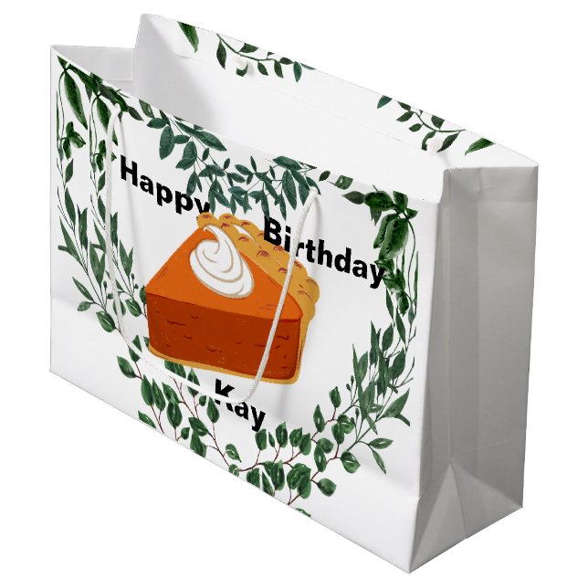 White Background Greenery Cake Ice Cream Large Gift Bag (Front Angled)