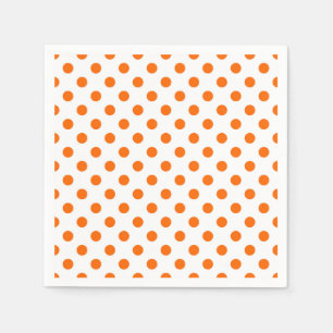 White Background Orange Polka Dots Napkins