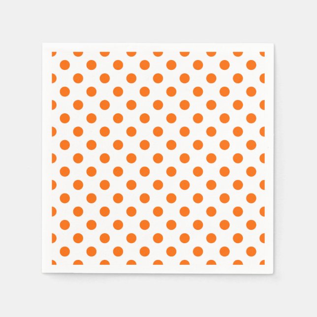 White Background Orange Polka Dots Napkins (Front)