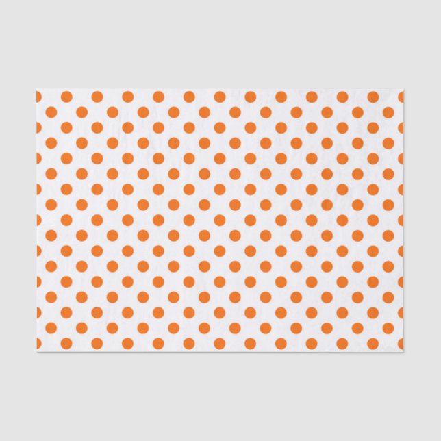 White Background Orange Polka Dots Tissue Paper (Front)