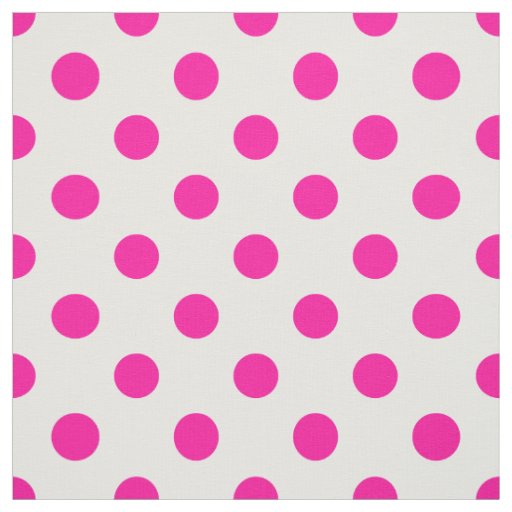White Background Pink Polka Dots Fabric
