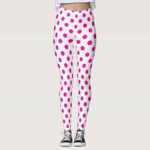 White Background Pink Polka Dots Leggings