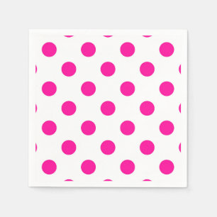 White Background Pink Polka Dots Napkins