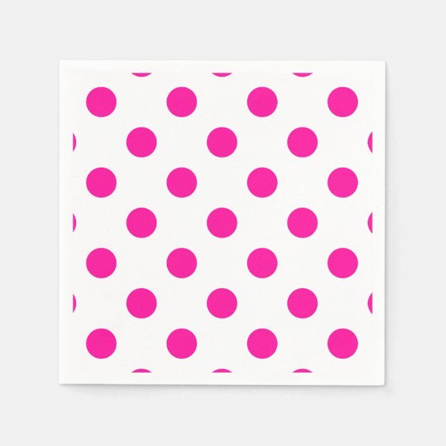 White Background Pink Polka Dots Napkins (Front)