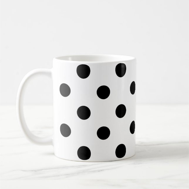 White Background Polka Dots Design Coffee Mug (Left)