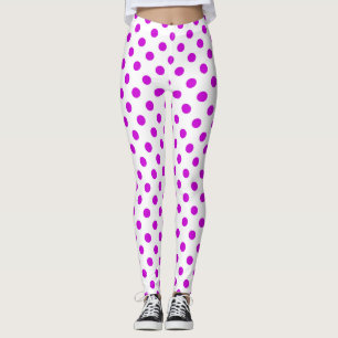 White Background Purple Polka Dots Leggings