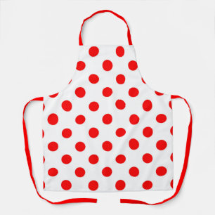 White Background Red Polka Dots Apron