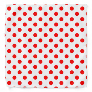 White Background Red Polka Dots Bandana