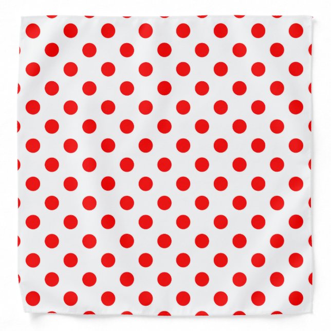 White Background Red Polka Dots Bandana (Front)