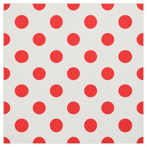 White Background Red Polka Dots Fabric